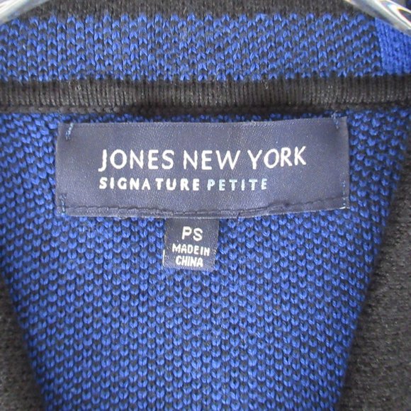 JONES New York Women’s Plaid Sweater Jacket sz. Small Petite Blue Black - Picture 9 of 10
